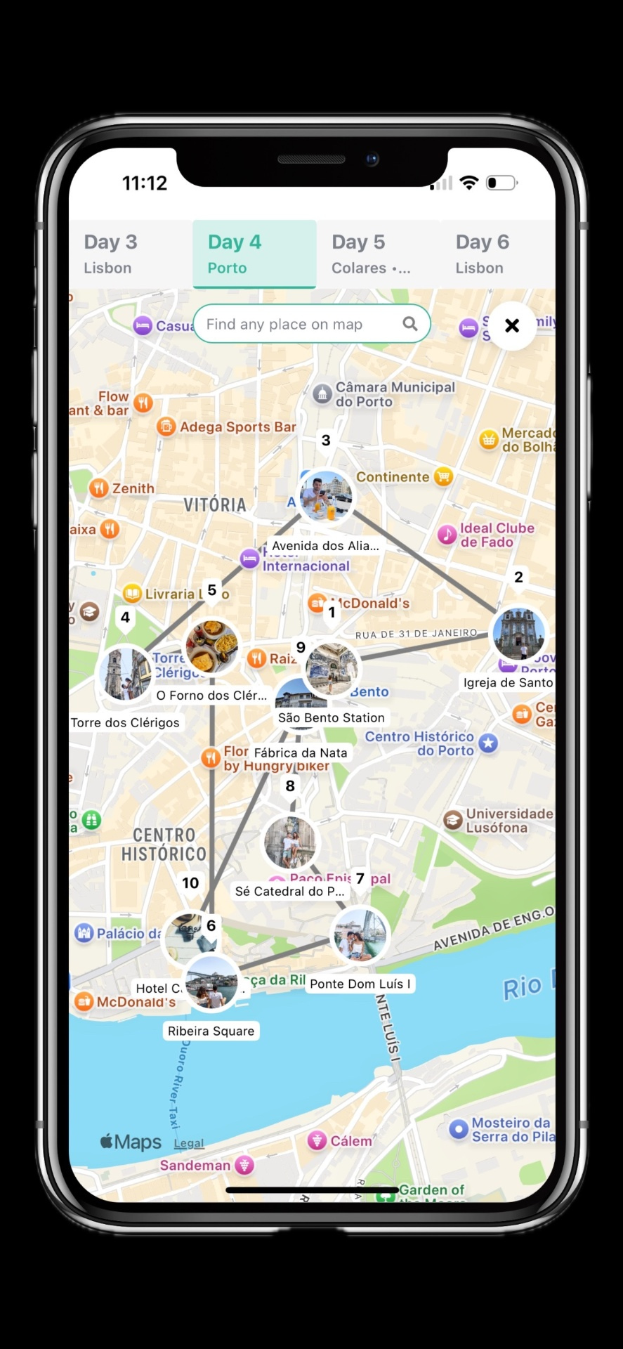 Travogram app map interface
